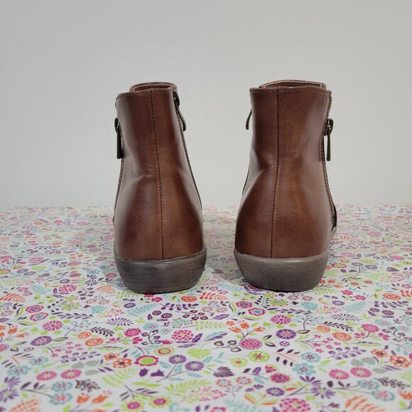Vegan Leather Booties Brown Sz 7.5 - Picture 6 of 9